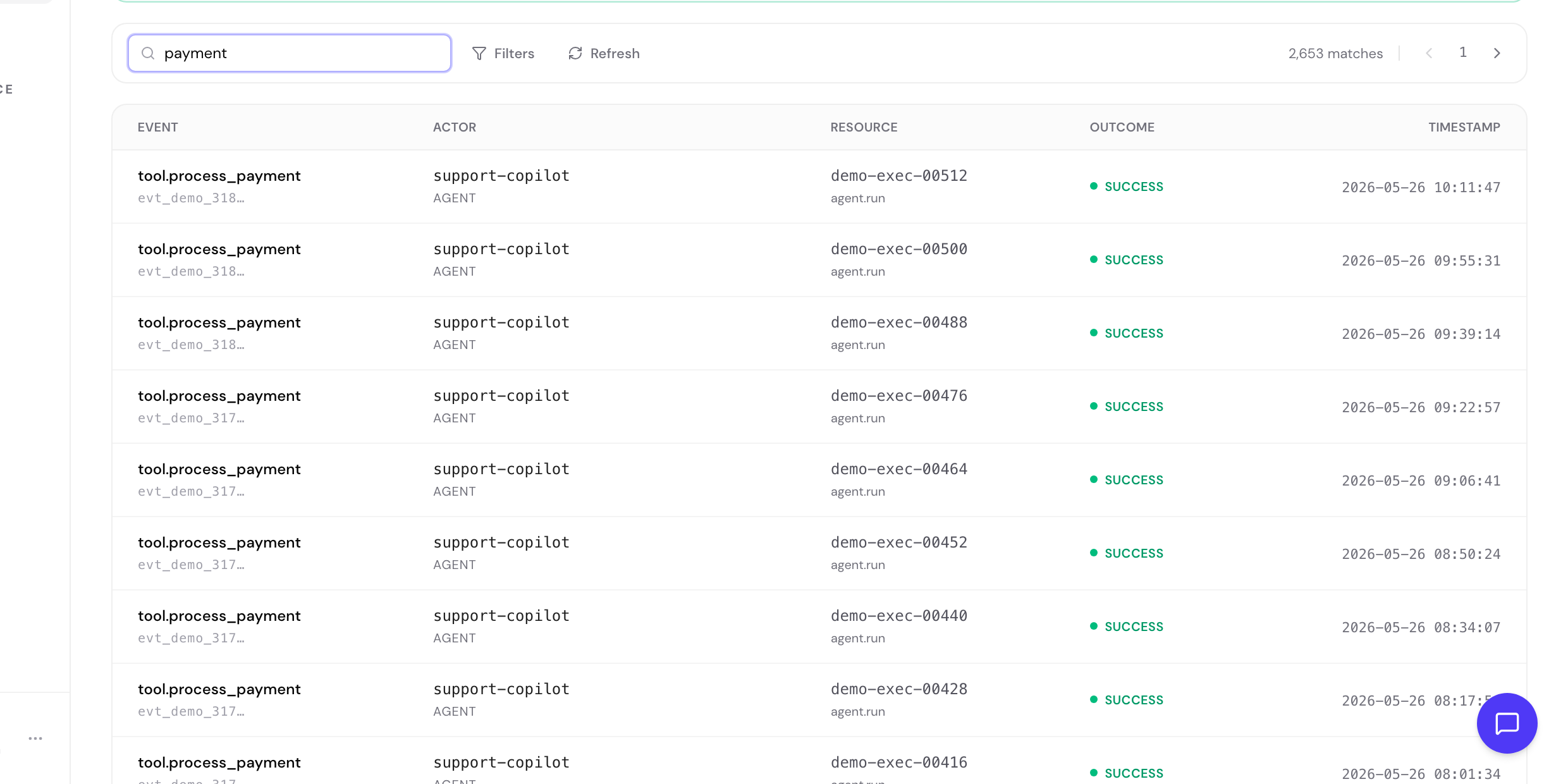 Find any action in seconds interface